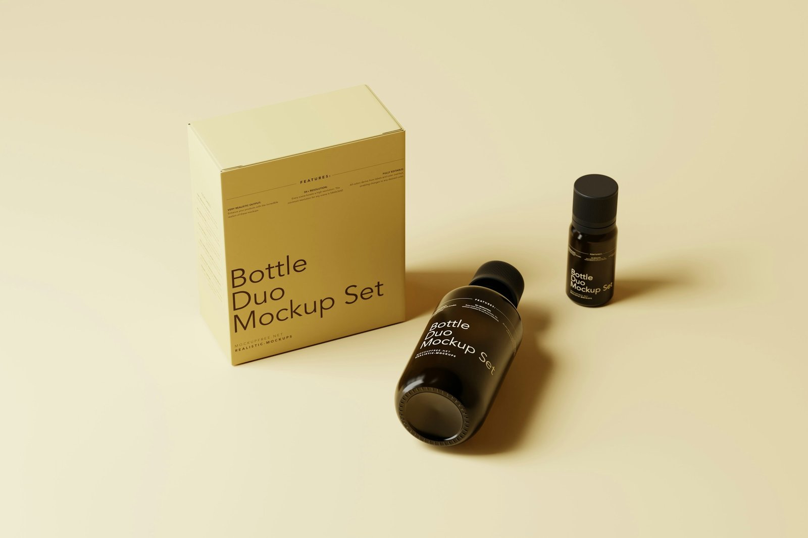 Two bottles and a box mockup